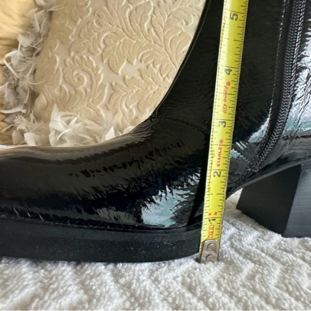 Sleek Black Patent Leather Ankle Boots